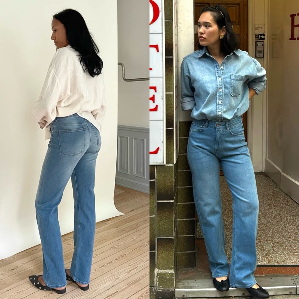 DJERF AVENUE High Rise Embroidered Organic Cotton Denim Straight Leg Jeans‎ 25 - Picture 5 of 10
